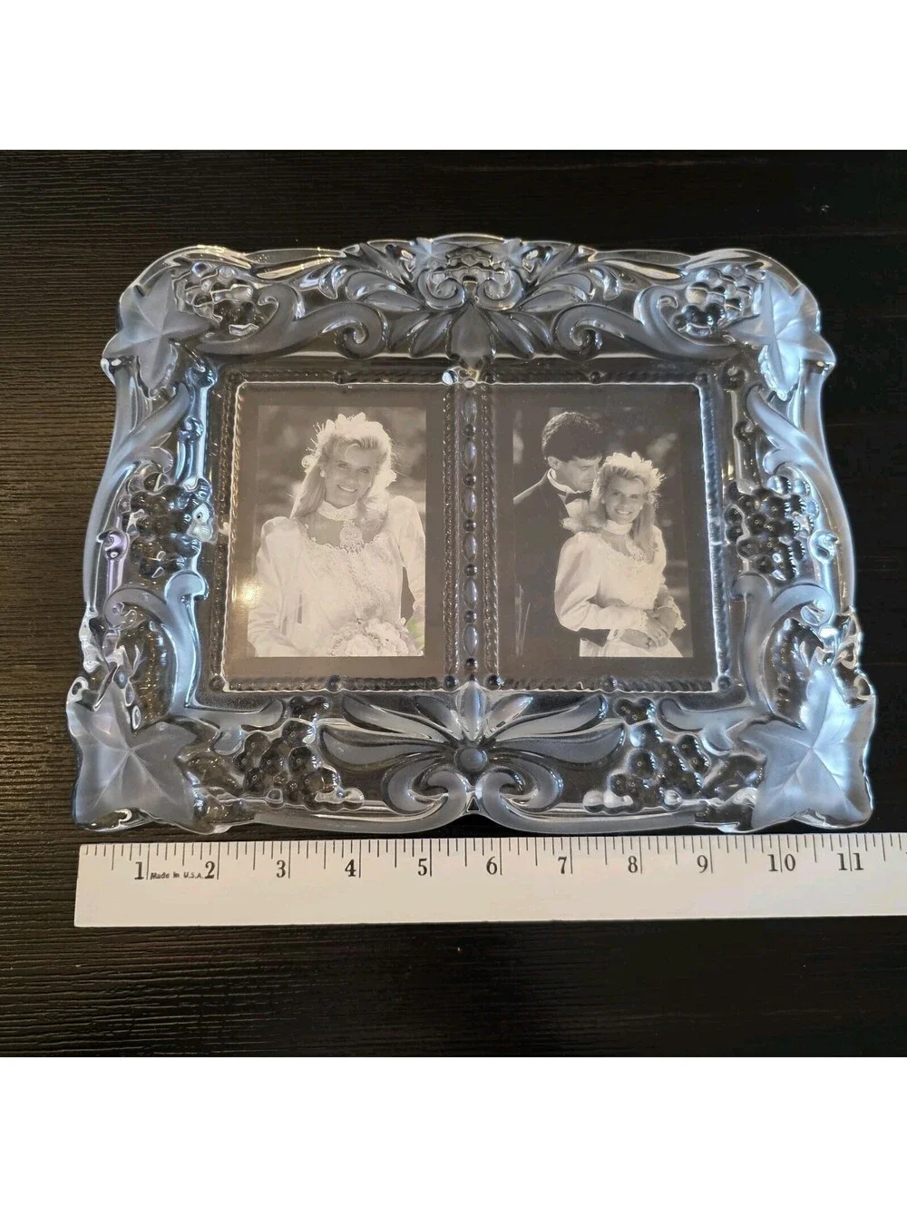Mikasa Memories Duet Double Glass Picture Frame Floral Grapes Vines VGC